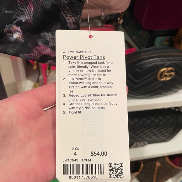 NWOT Lululemon Power Pivot Tank - Activate Floral Multi - Picture 3 of 6